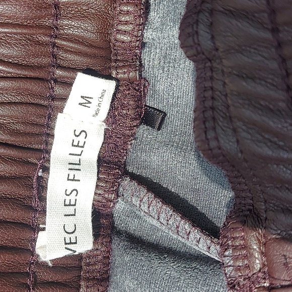Avec Les Filles Faux Leather Joggers Brown Size Medium - Picture 8 of 9